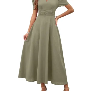 V-Neck A-Line Maxi Dress